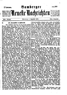 Bamberger neueste Nachrichten Montag 1. Dezember 1873