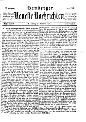 Bamberger neueste Nachrichten Sonntag 21. Dezember 1873