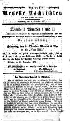 Neueste Nachrichten aus dem Gebiete der Politik (Münchner neueste Nachrichten) Sonntag 1. Oktober 1871