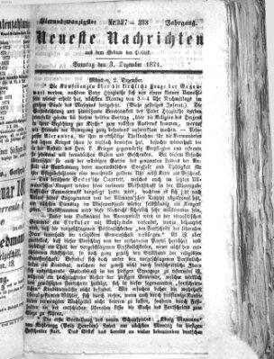 Neueste Nachrichten aus dem Gebiete der Politik (Münchner neueste Nachrichten) Sonntag 3. Dezember 1871