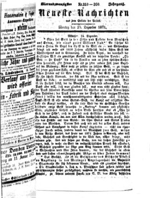Neueste Nachrichten aus dem Gebiete der Politik (Münchner neueste Nachrichten) Montag 25. Dezember 1871