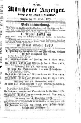 Münchener Anzeiger (Münchner neueste Nachrichten) Samstag 28. Oktober 1871