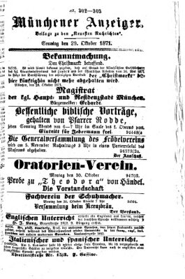 Münchener Anzeiger (Münchner neueste Nachrichten) Sonntag 29. Oktober 1871