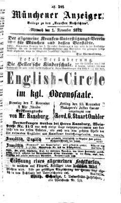 Münchener Anzeiger (Münchner neueste Nachrichten) Mittwoch 1. November 1871