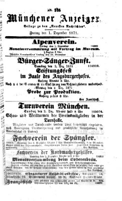 Münchener Anzeiger (Münchner neueste Nachrichten) Freitag 1. Dezember 1871