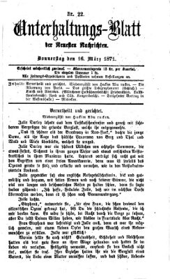 Neueste Nachrichten aus dem Gebiete der Politik (Münchner neueste Nachrichten) Donnerstag 16. März 1871