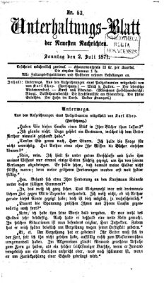 Neueste Nachrichten aus dem Gebiete der Politik (Münchner neueste Nachrichten) Sonntag 2. Juli 1871
