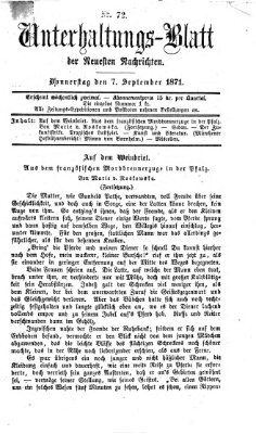 Neueste Nachrichten aus dem Gebiete der Politik (Münchner neueste Nachrichten) Donnerstag 7. September 1871
