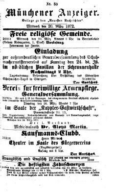 Münchener Anzeiger (Münchner neueste Nachrichten) Mittwoch 20. März 1872