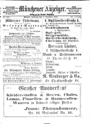 Münchener Anzeiger (Münchner neueste Nachrichten) Samstag 7. Dezember 1872