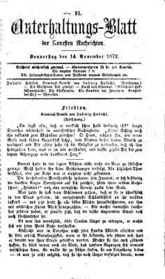 Neueste Nachrichten aus dem Gebiete der Politik (Münchner neueste Nachrichten) Donnerstag 14. November 1872