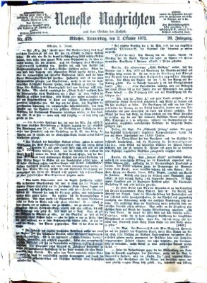 Neueste Nachrichten aus dem Gebiete der Politik (Münchner neueste Nachrichten) Donnerstag 2. Oktober 1873