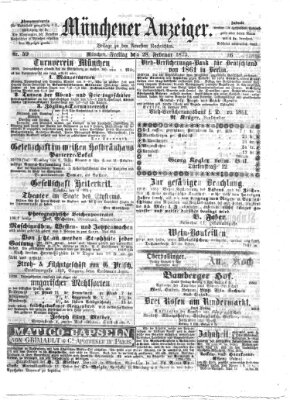 Münchener Anzeiger (Münchner neueste Nachrichten) Freitag 28. Februar 1873