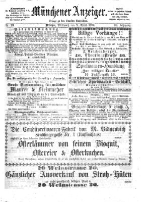 Münchener Anzeiger (Münchner neueste Nachrichten) Mittwoch 9. April 1873