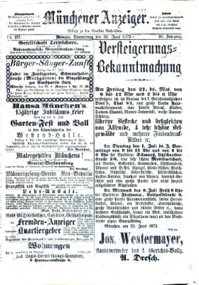 Münchener Anzeiger (Münchner neueste Nachrichten) Donnerstag 26. Juni 1873