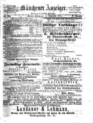 Münchener Anzeiger (Münchner neueste Nachrichten) Freitag 19. September 1873