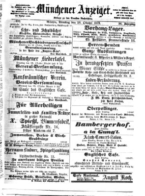 Münchener Anzeiger (Münchner neueste Nachrichten) Dienstag 28. Oktober 1873