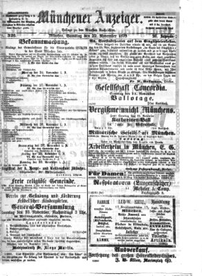Münchener Anzeiger (Münchner neueste Nachrichten) Samstag 22. November 1873