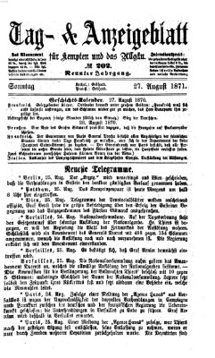 Tag- und Anzeigeblatt für Kempten und das Allgäu Sonntag 27. August 1871