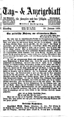 Tag- und Anzeigeblatt für Kempten und das Allgäu Dienstag 28. Januar 1873