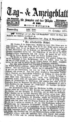 Tag- und Anzeigeblatt für Kempten und das Allgäu Donnerstag 16. Oktober 1873