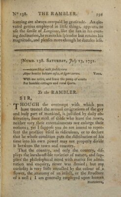 The rambler Dienstag 13. Juli 1751