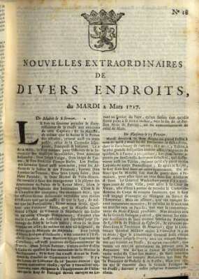 Nouvelles extraordinaires de divers endroits Dienstag 2. März 1717