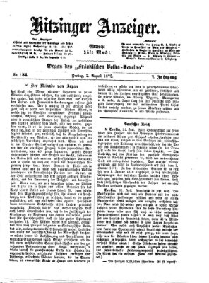 Kitzinger Anzeiger Freitag 2. August 1872