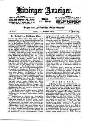 Kitzinger Anzeiger Freitag 15. November 1872
