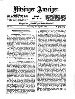 Kitzinger Anzeiger Donnerstag 26. Dezember 1872