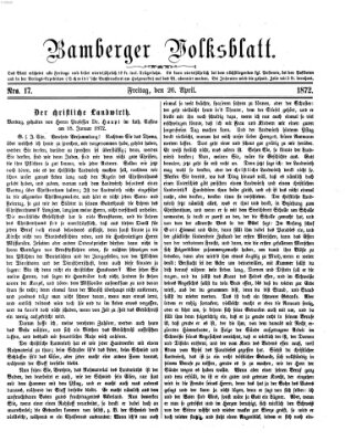 Bamberger Volksblatt Freitag 26. April 1872