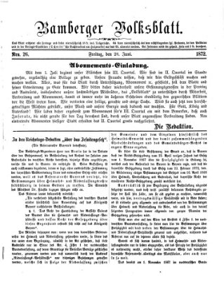 Bamberger Volksblatt Freitag 28. Juni 1872