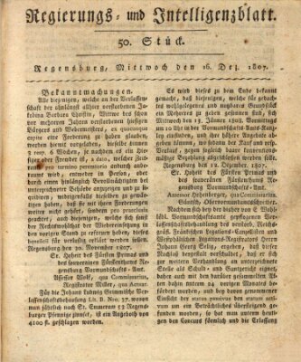 Regierungs- und Intelligenzblatt (Regensburger Wochenblatt) Mittwoch 16. Dezember 1807