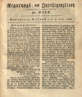 Regierungs- und Intelligenzblatt (Regensburger Wochenblatt) Mittwoch 19. Oktober 1808