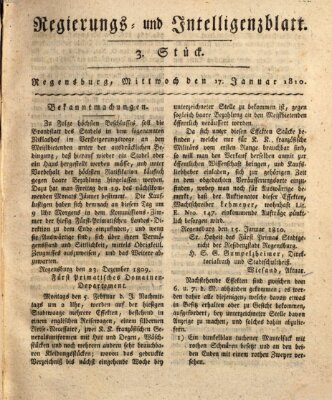 Regierungs- und Intelligenzblatt (Regensburger Wochenblatt) Mittwoch 17. Januar 1810