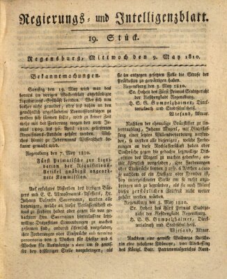 Regierungs- und Intelligenzblatt (Regensburger Wochenblatt) Mittwoch 9. Mai 1810