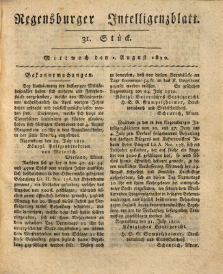 Regensburger Intelligenzblatt (Regensburger Wochenblatt) Mittwoch 1. August 1810