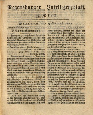 Regensburger Intelligenzblatt (Regensburger Wochenblatt) Mittwoch 29. August 1810