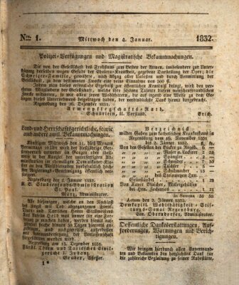 Regensburger Wochenblatt Mittwoch 4. Januar 1832