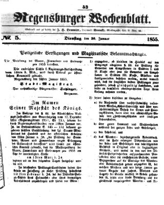 Regensburger Wochenblatt Dienstag 30. Januar 1855