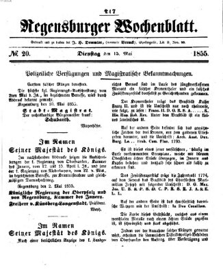 Regensburger Wochenblatt Dienstag 15. Mai 1855