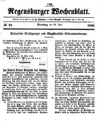 Regensburger Wochenblatt Dienstag 27. Mai 1856