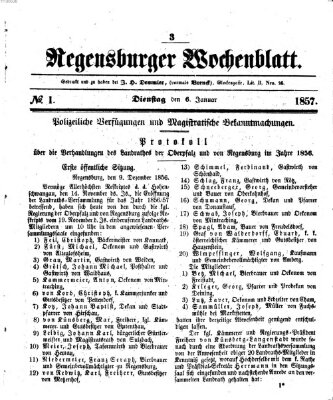 Regensburger Wochenblatt Dienstag 6. Januar 1857