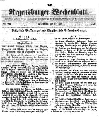 Regensburger Wochenblatt Dienstag 17. Mai 1859
