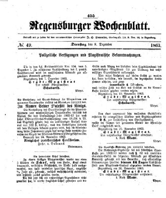 Regensburger Wochenblatt Dienstag 8. Dezember 1863