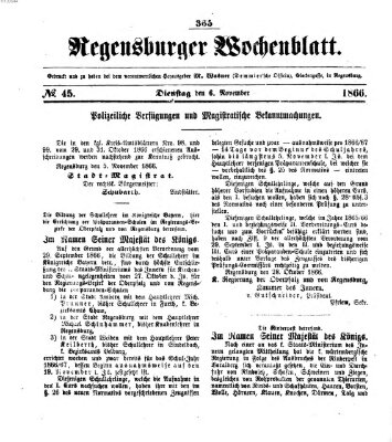 Regensburger Wochenblatt Dienstag 6. November 1866