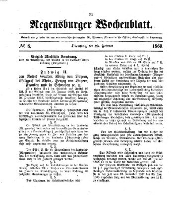 Regensburger Wochenblatt Dienstag 23. Februar 1869