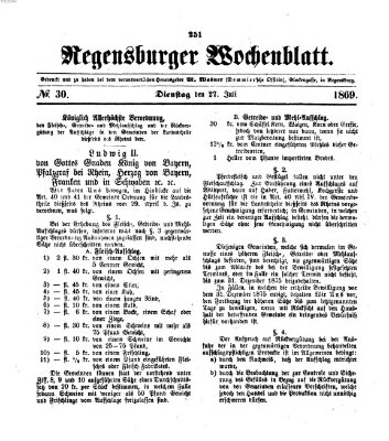 Regensburger Wochenblatt Dienstag 27. Juli 1869