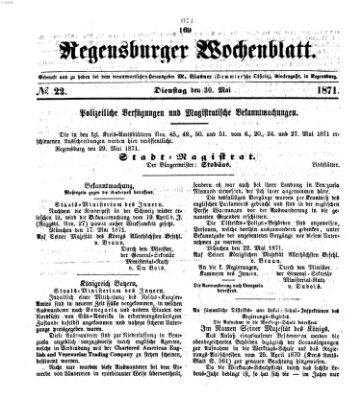 Regensburger Wochenblatt Dienstag 30. Mai 1871