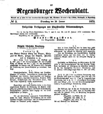 Regensburger Wochenblatt Dienstag 30. Januar 1872
